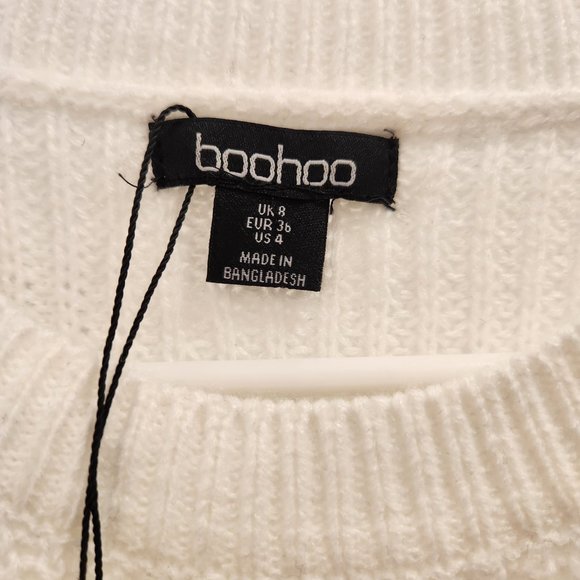 Women's Boohoo Basic Crew Neck White Sweater Dress - Picture 4 of 7